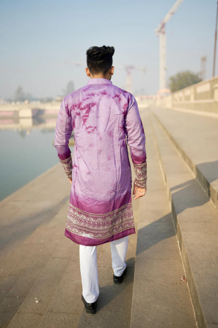 Magenta Sunshine Chanderi Kurta with Border