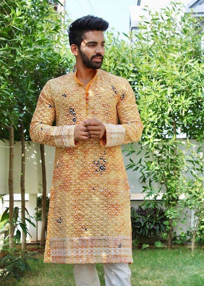 Yellow Kurta with Intricate Multi-Embroidery