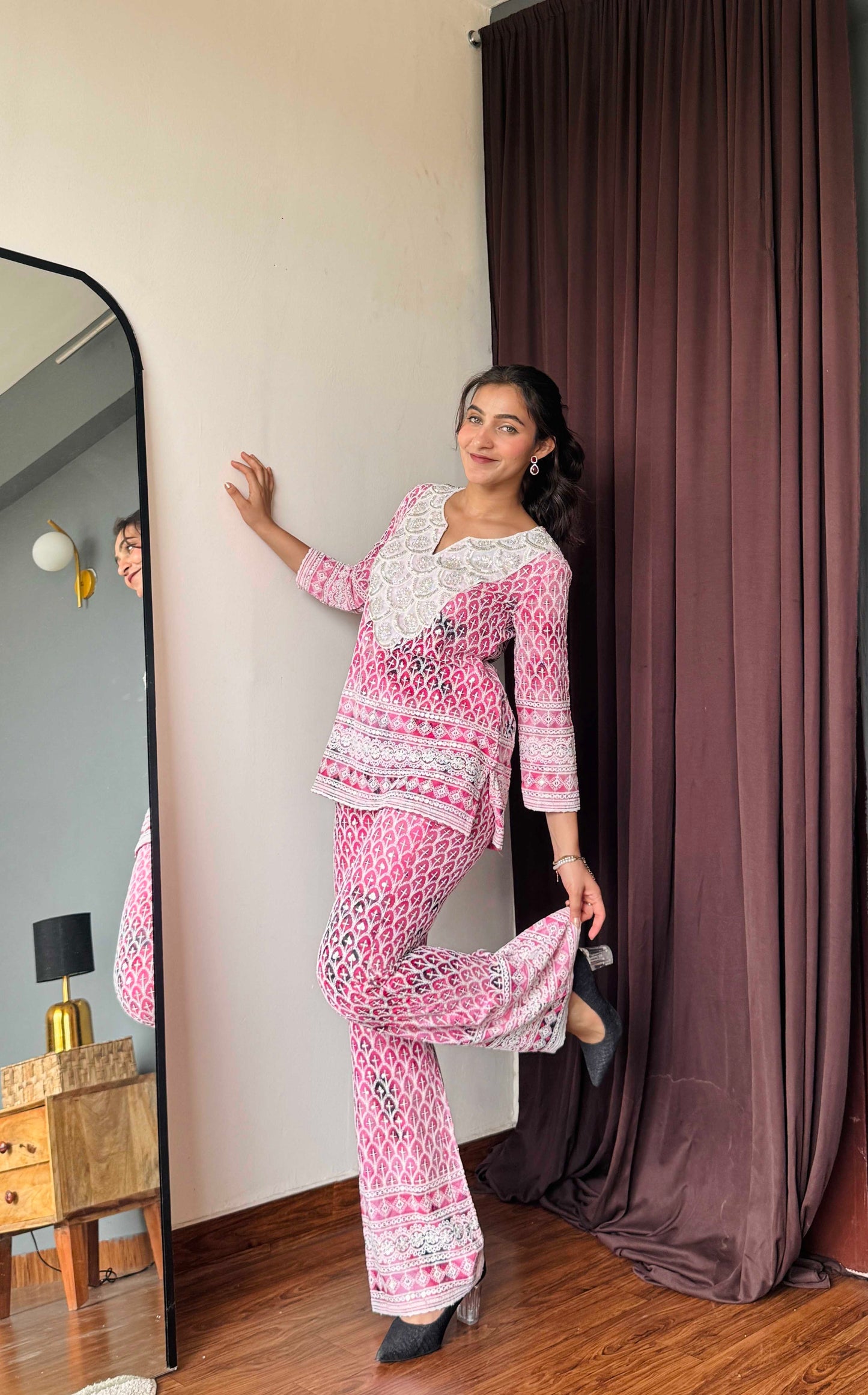 Pink Luckhnavi Cordset