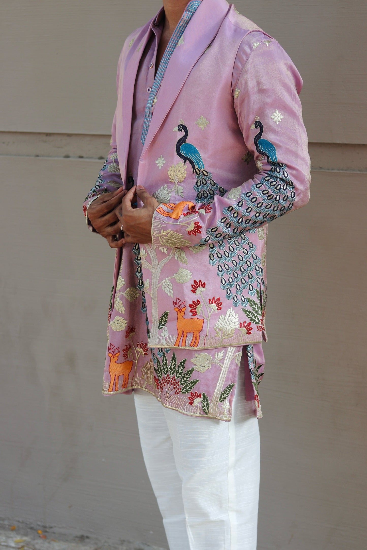 Rose Purple Rangeela Mor Kurta With Koti