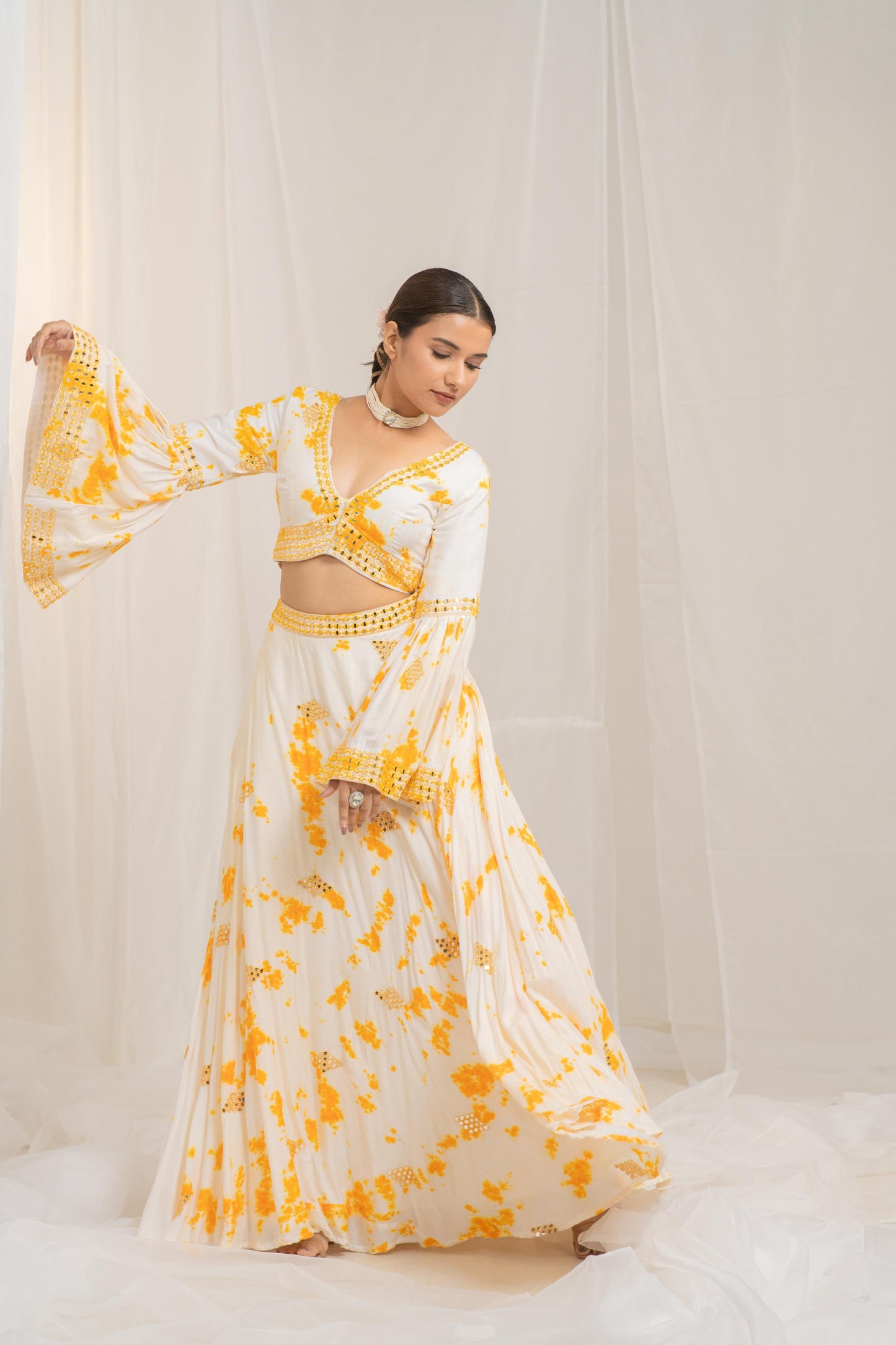 Whimsical Ruffle Crop Top and Lehenga Set
