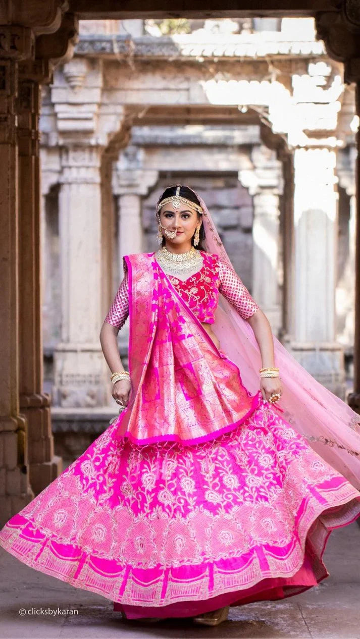 Bridal Pink lehenga With Silk And Net dupatta