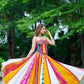 Old Marigold Corset With Multi Lehanga