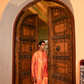 Regal Metallic Gold Horse Indowestern
