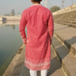 Laal Kila - Red Georgette with White Embroidery Kurta