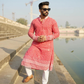Laal Kila - Red Georgette with White Embroidery Kurta