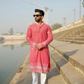 Laal Kila - Red Georgette with White Embroidery Kurta