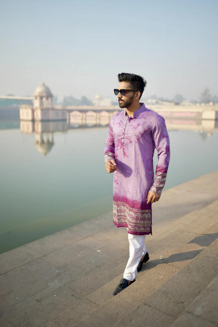 Magenta Sunshine Chanderi Kurta with Border