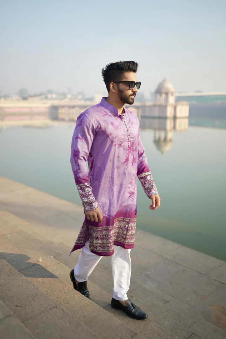 Magenta Sunshine Chanderi Kurta with Border