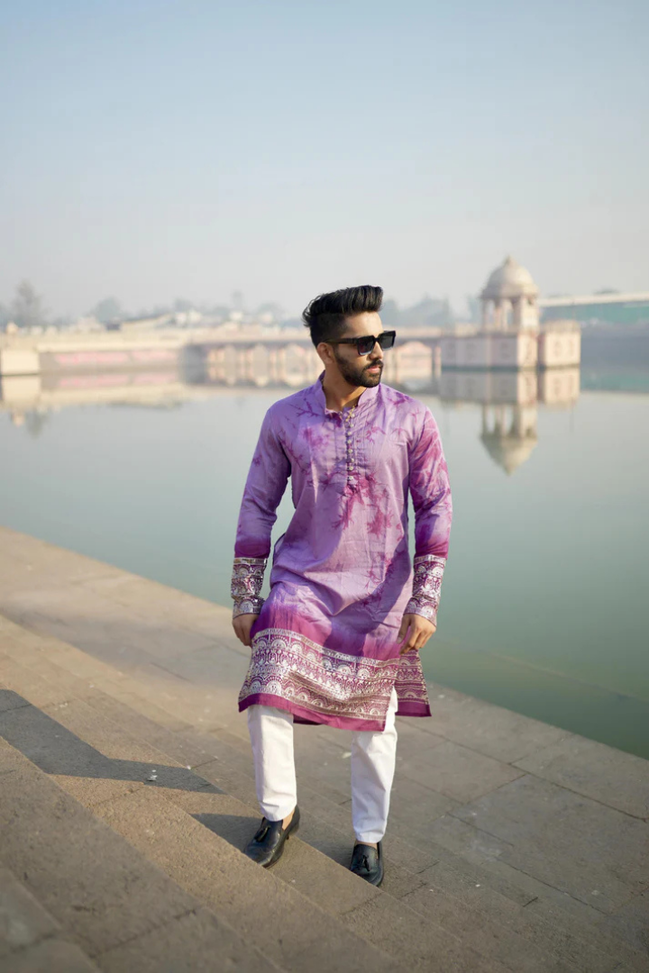 Magenta Sunshine Chanderi Kurta with Border
