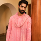 Chic Flamingo Pink Mirror Foil Kurta with dupatta