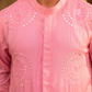 Chic Flamingo Pink Mirror Foil Kurta with dupatta