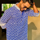 Teal Blue Georgette Kurta with White Embroidery