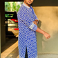 Teal Blue Georgette Kurta with White Embroidery