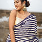 Black And Cream Printed Saree - Kzari - The Design Studio