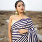 Black And Cream Printed Saree - Kzari - The Design Studio