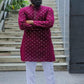 Wine Georgette Silk Kurta - Kzari - The Design Studio