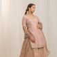 Kaleji Rose Gold Silk Kurta Set with Organza Lehenga and Dupatta