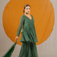 Hare Wala Bhandej Kurta and Sharara with Organza Embroidery Dupatta