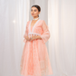 Ethereal Kesari Organza Anarkali with Safed Embroidery, Pants, and Dupatta