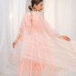 Ethereal Kesari Organza Anarkali with Safed Embroidery, Pants, and Dupatta