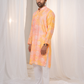 Kesari Peach Batik Star Chanderi Silk Kurta