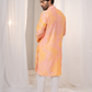 Kesari Peach Batik Star Chanderi Silk Kurta