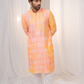 Kesari Peach Batik Star Chanderi Silk Kurta