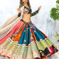 Vibrant Handcrafted Lehenga with Kutchi Embroidery, Blouse, and Border Dupatta Set