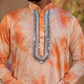 Dior Orange Border Kurta