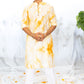 Yellow Mirror Work Checks Tie & Dye Kurta