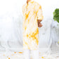 Yellow Mirror Work Checks Tie & Dye Kurta