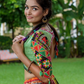Green Blouse And Multicolour Lehenga With Navy Blue Dupatta