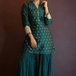Dark Rama Green Kurta Sharara And Dupatta