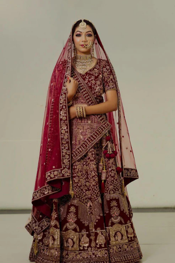 Red Velvet Bridal Lehenga
