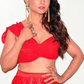 Red Ruffle Blouse And Worked Lehenga