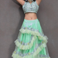Green Ruffled Embroidered Lehenga
