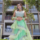 Green Ruffled Embroidered Lehenga