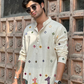 Comfy White Cotton Kurta with Colorful Embroidered Patches (Only Kurta)