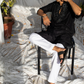 Handcrafted Black Silk Kurta with Yoke Mirror Work