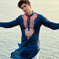 Bice Blue Kashmiri Work Men's Kurta