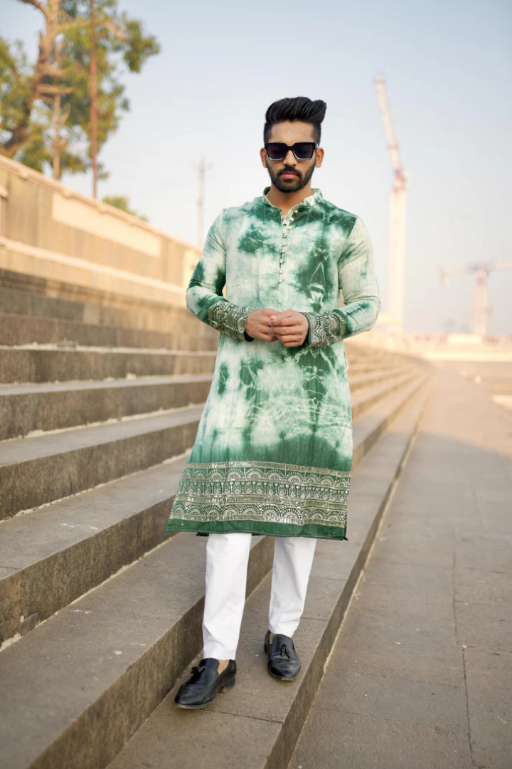 Handicraft Green Tie-Dye Kurta