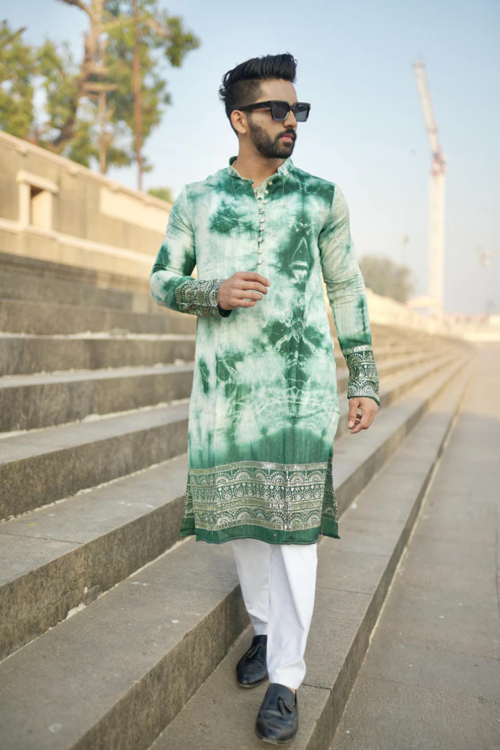 Handicraft Green Tie-Dye Kurta