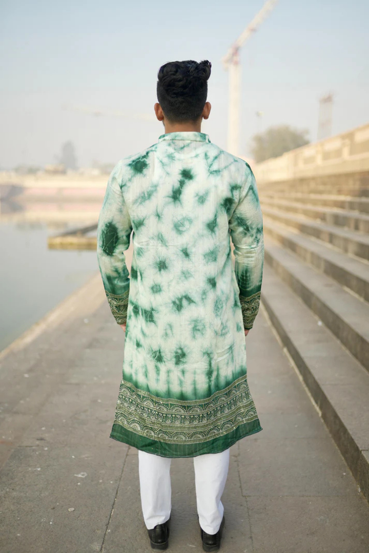 Handicraft Green Tie-Dye Kurta