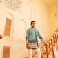Oceanic Pacific Blue Shaded Indowestern