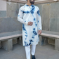 Nila-Wala Safed Chanderi Silk Tie & Dye Kurta