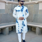 Nila-Wala Safed Chanderi Silk Tie & Dye Kurta