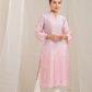 Pink Cotton Modal Satin Haryali Kurta Pant Set