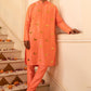 Vibrant Salmon Orange Crystal Mirror Kurta Set