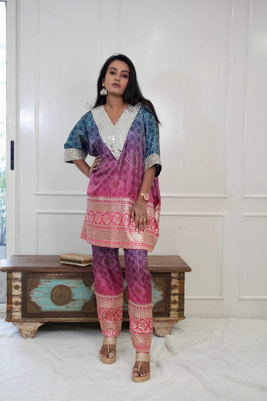 Bhandhani Mirror Kaftan Kurta With Pant